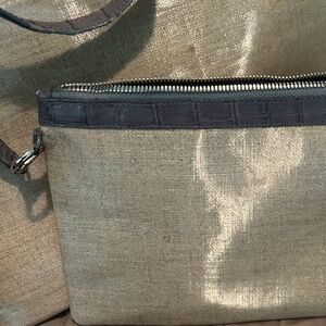 Nancy Gonzalez Large Tote Grey Crocodile Trim